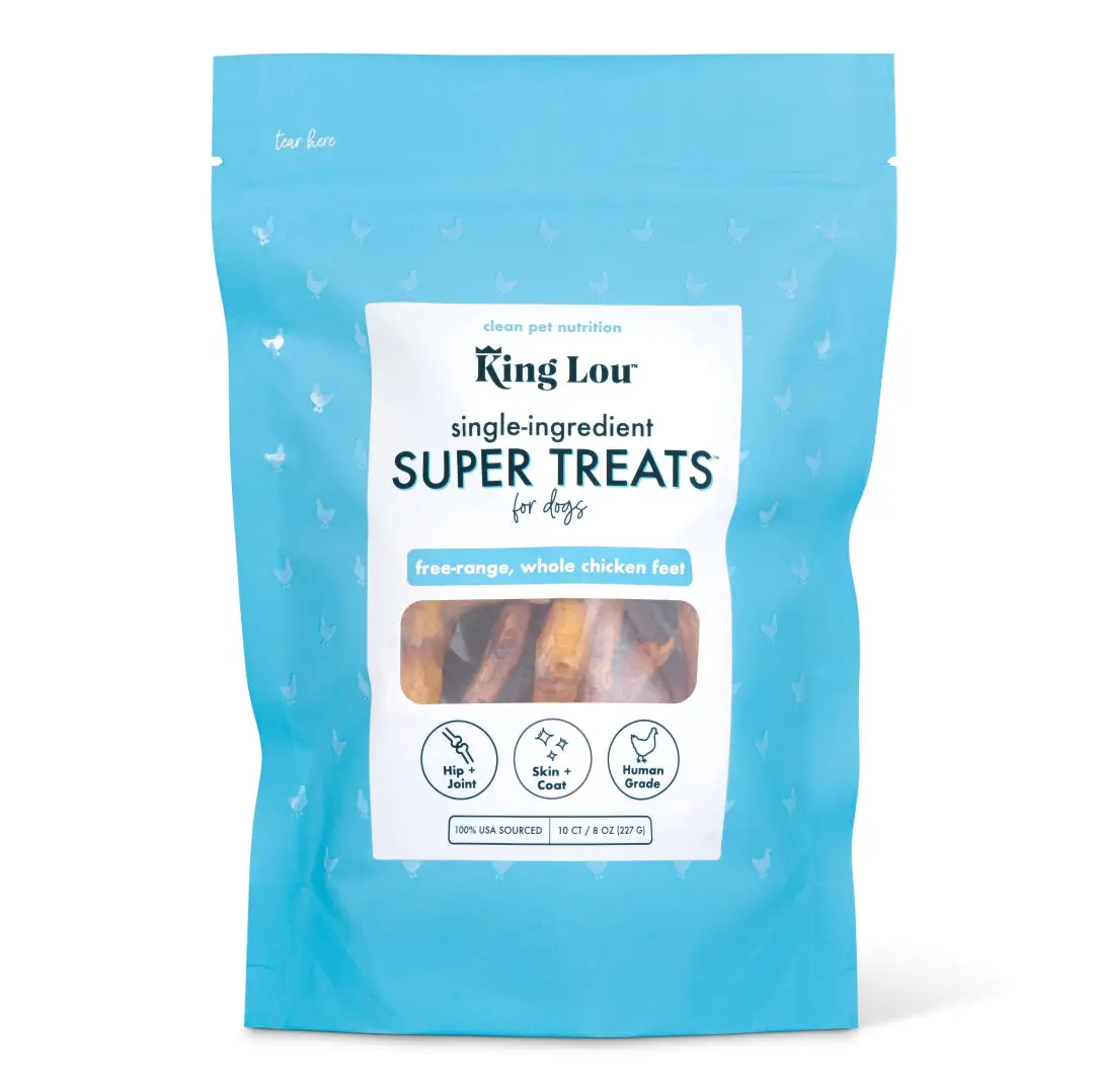 King Lou Whole Chicken Feet Dental Treat for dogs, Single-Ingredient, Human-Grade, 100% USA, All Natural with no preservatives Pet Products Pet Suppli