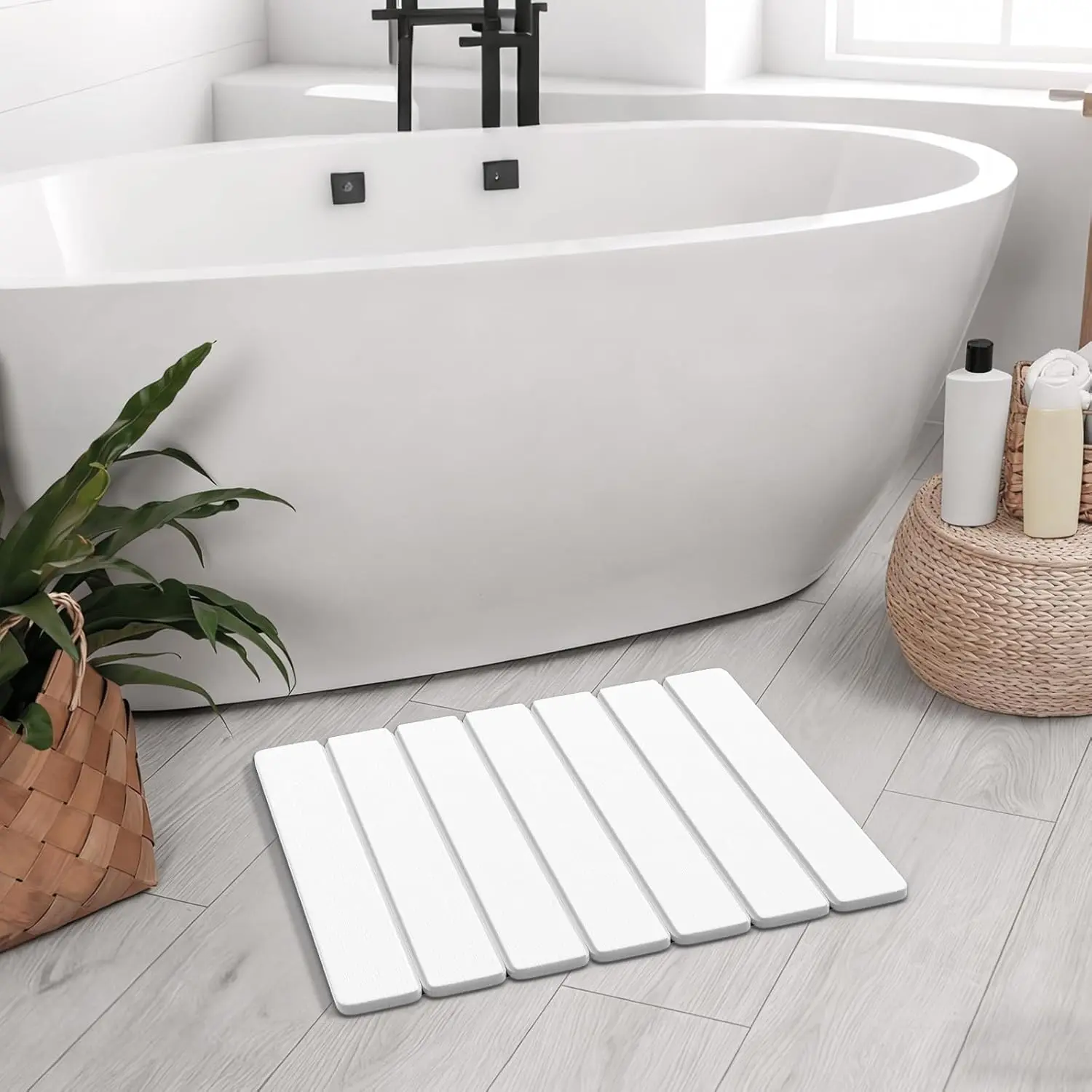 Diatomite Absorbent Stone Bath Mat - 16x12in Rectangle Mat-Style Shaped, Non-Slip Quick-Drying, Leakproof Easy-to-Clean Bathroom Accessory, Home Floor Decor, RV Essential, Stone Bath Mats, Absorbent Bath Mats
