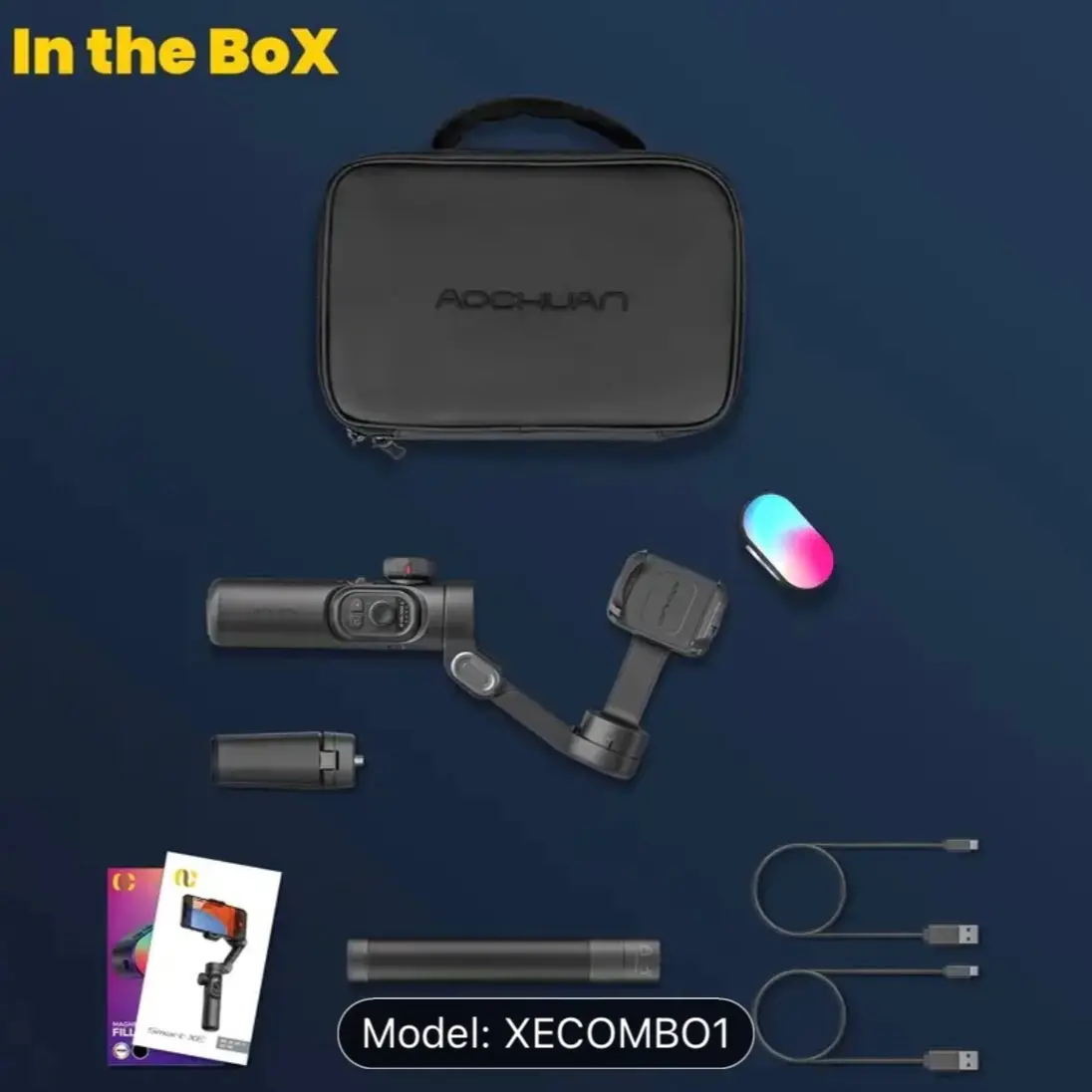 3-Axis Phone Gimbal Stabilizer Combo Kit For Smartphones Android Phones 28.74inch Extension Rod Premium Storage Bag With Follow Focus Wheel Inception Mode Vlogging (XE Combo1)