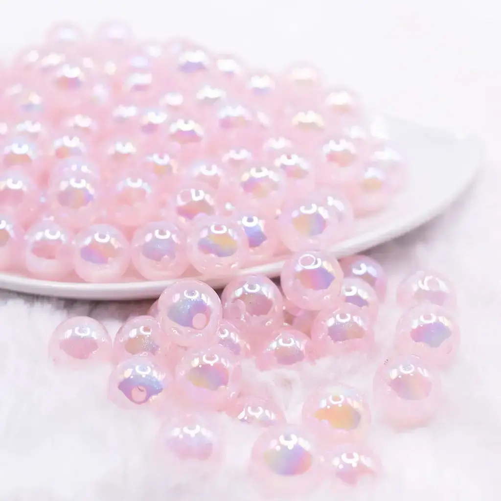 12mm Light Pink Opal Bubblegum Beads - 20 Count