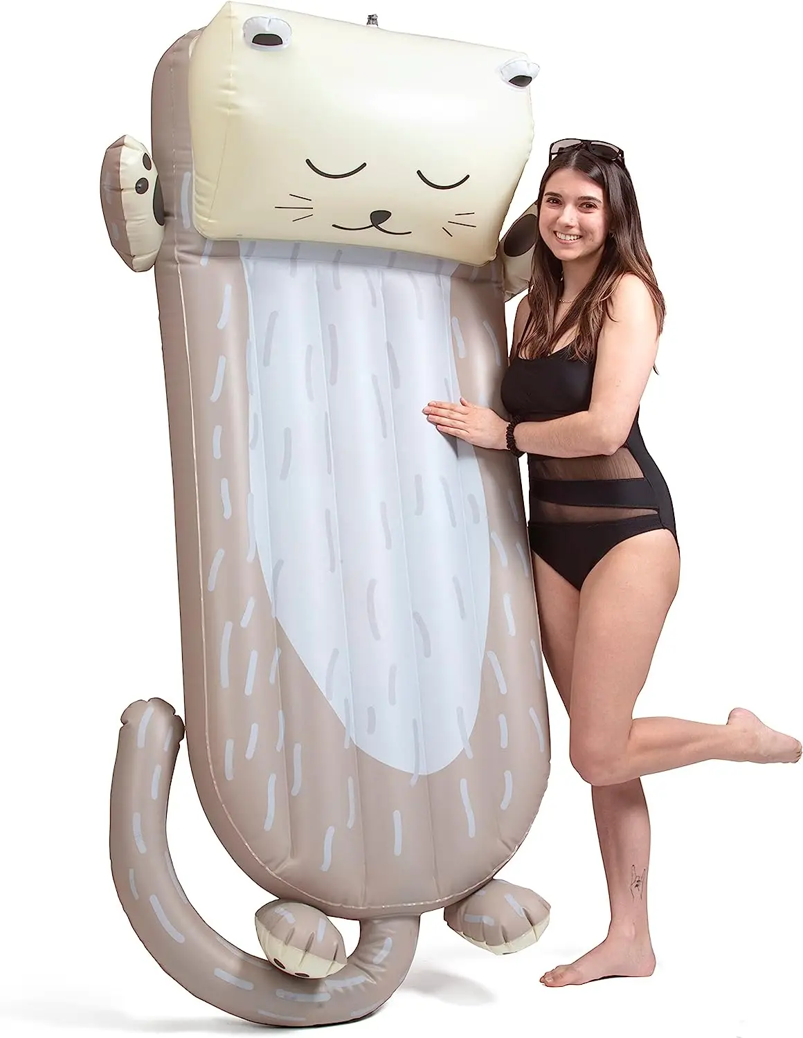 Giant Inflatable Otter Pool Float- Measures Over 5 1/2 FT Long- Built for Lounging w Elevated Headrest- Swimming Lounger Chair for Kids Adults-Thick Durable PVC- Animal Floaty Beach Party