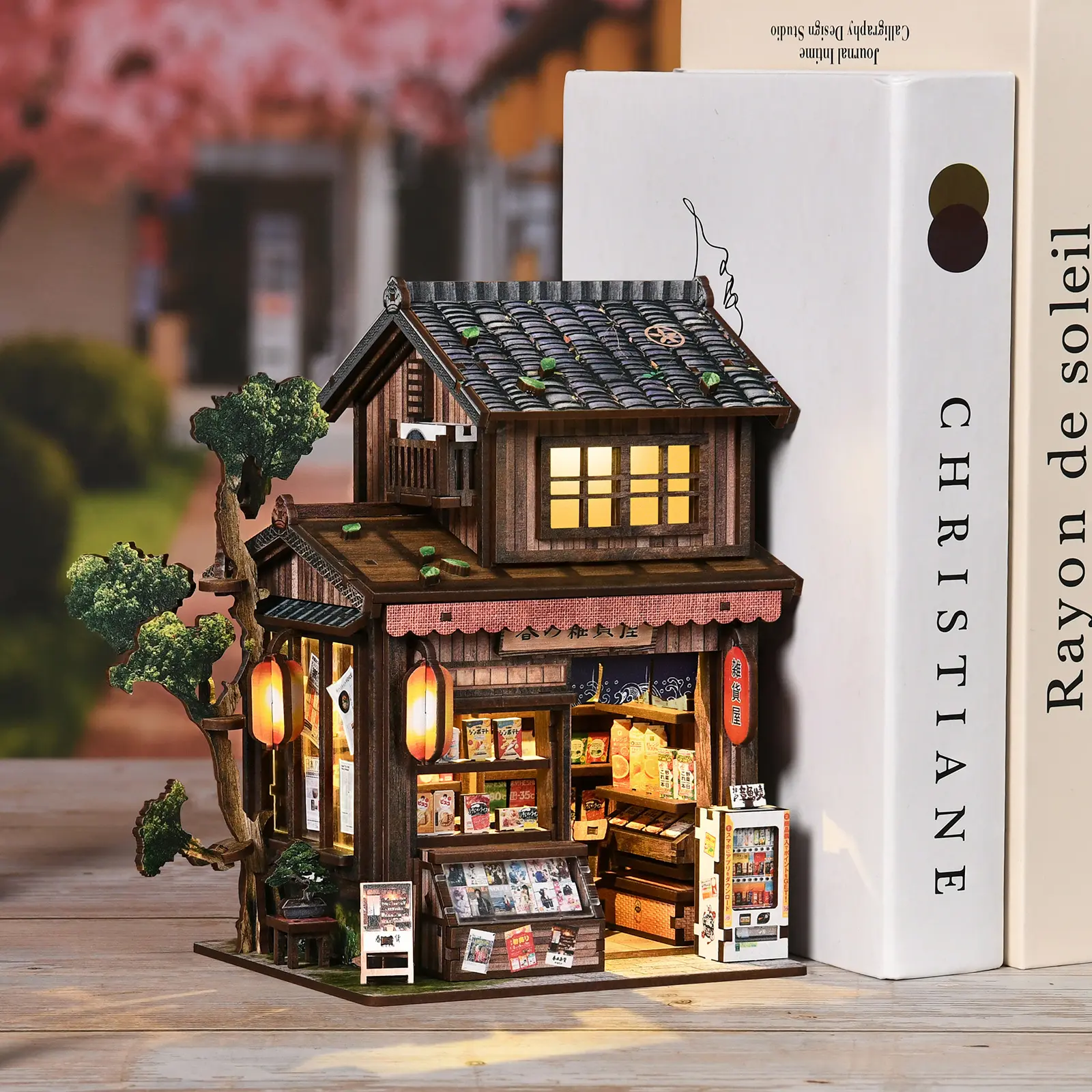 Unisex 3D Wooden Book Nook Kit - DIY Miniature House Puzzle, Elegant Natural Texture Decor, Teenagers’ Creative Handmade Gift for Booklovers’ Birthday, Holiday Occasions Bookshelf Decoration Set, 3D Wooden Puzzle