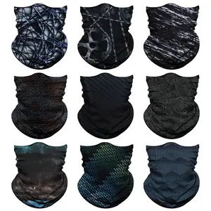 9-Pack Unisex Neck Gaiter Masks, Seamless Square Scarves, Party Face Masks, Balaclavas, Headbands, Headscarves, Headwear, Camouflage, Black, Outdoor Essentials, Sun Protection Face Masks