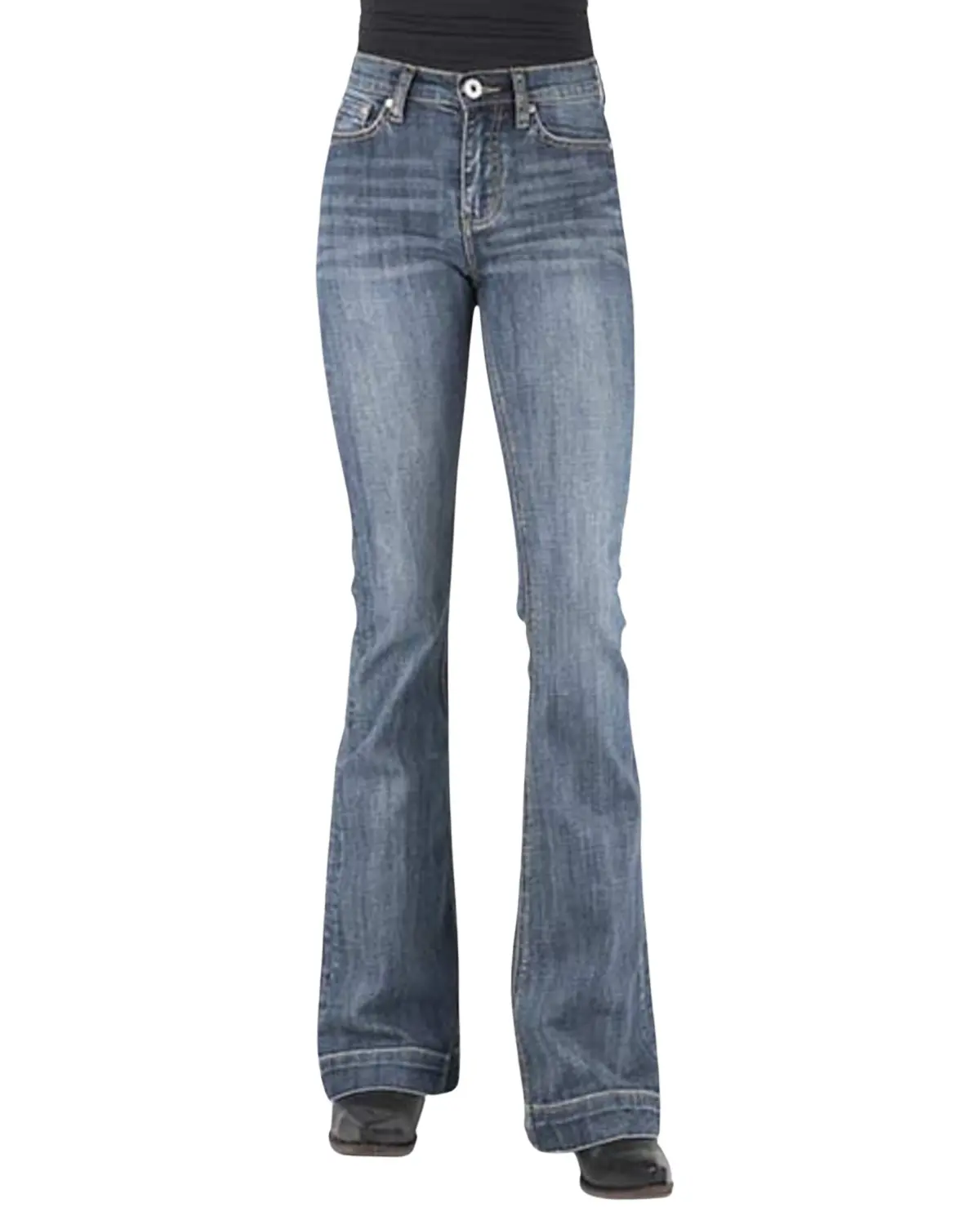 Stetson Women's Women'S 921 Medium Wash High Rise Plain Pocket Flare Jean - 11-054-0921-2411 Bu