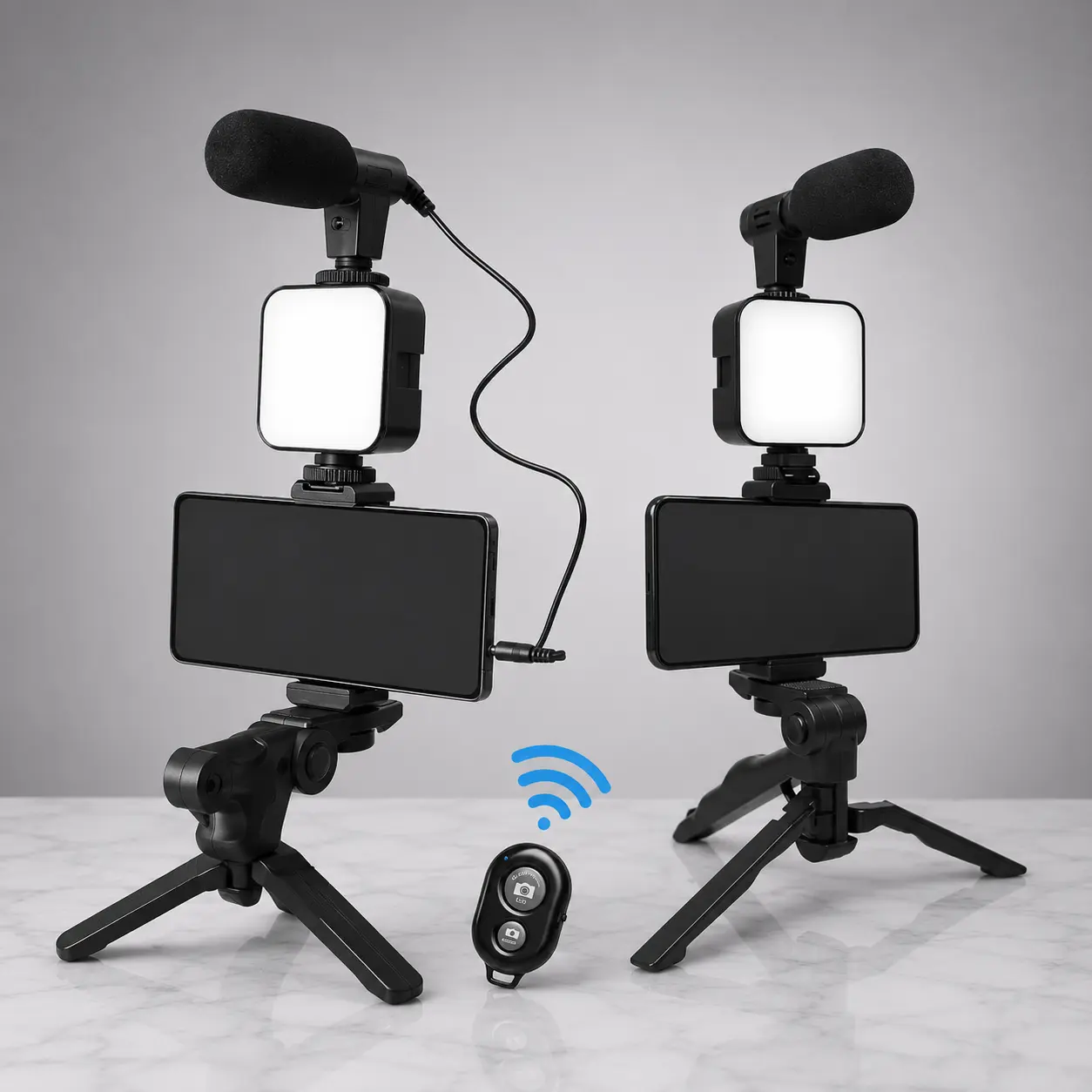 Vlogging Kit — Tripod, LED Fill Light & Mic for TikTok, YouTube & Live Streaming