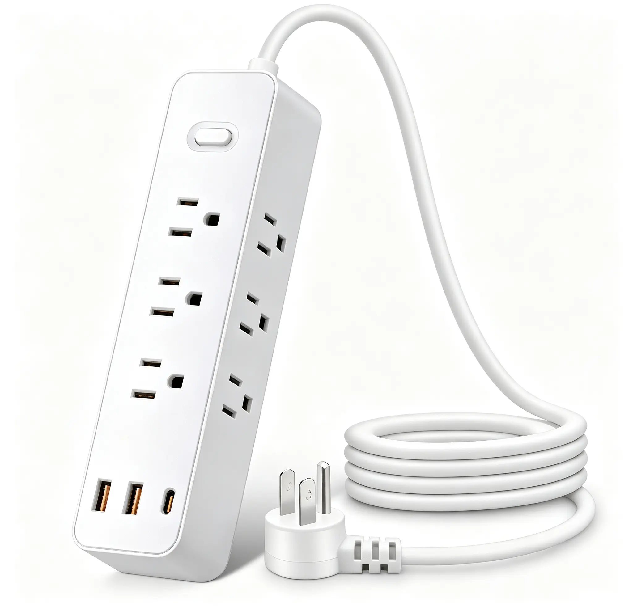 Compact Power Strip with 9 AC Outlets & 3 Ports (2 USB-A, 1 Type C), Surge Guard, Overload Protection, Wall-Mount Electrical Accessory, USB Charging Port, Type C Charging, Charging Hub, Ideal for Students & Devices, Accessories