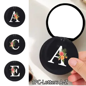 Convenient Sliding Mini Mirror With Floral Letters A-Z Printed On It, Lovely Makeup Mirror, Mini Compact Mirror, Portable Makeup Mirror, Travel Hand Mirrors, Makeup Mirror For Daily Use, Travel And Party, Small Gift, Great Gift For Women, Mom