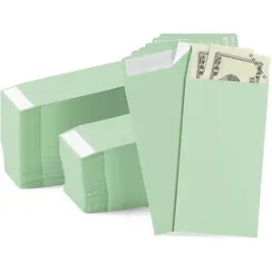 500 Pcs Cash Envelopes Bulk 110 Gsm Money Envelopes for Cash with Gummed Flap Money Saving Challenge for Coin Check Gift Card Ticket, 3.5 x 6.5 Inch(Light Green)
