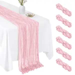 6 Pack Cheesecloth Table Runner 17x108 Inch, Multiple Colors - Boho Sheer Gauze for Wedding, Baby Shower, Party & Home Decor