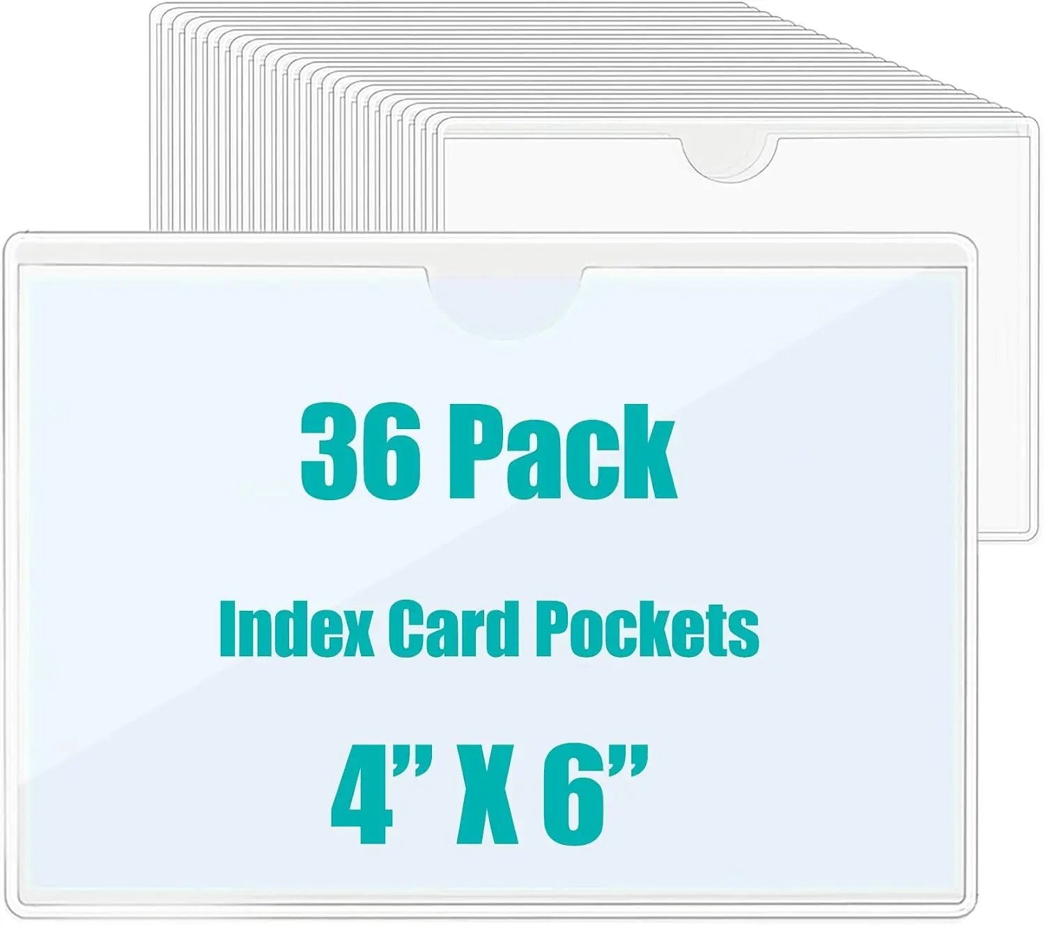 36 Pack Adhesive Pockets 4x6 Inch Labels for Storage Bins Clear Plastic Index Card Holder, Label Holder with Top Open for Loading Tote Labels for Organizing Bins Box Drawer