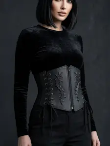 Gothic Thorn Embossed Waist Cinch Belt, Dark Punk Tummy Control Waistband, Wide Waist Tie, Stretchy Waist Belt, Fashion Accessory for Gothic Style