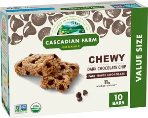 Cascadian Farm Organic Chewy Granola Bars, Dark Chocolate Chip, Value Size, 10 Bars, 12.3 oz