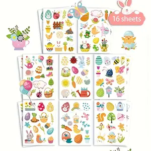 16pcs Easter Bunny Egg Carrot Stickers Set, Decorative Adhesive Decals for Easter Activities, Perfect Gift Sealing Stickers