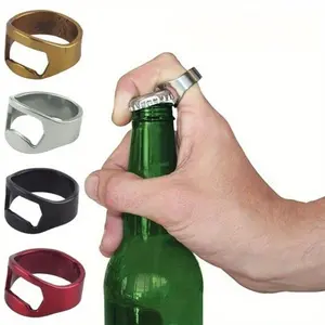 Stainless Steel Bottle Opener, 1 Count Portable Ring-shape Beer Bottle Opener, Multifunctional Bottle Opener, Bottle Cap Opener for Home Kitchen & Outdoor Camping, Utensils, Side Bottle Opener