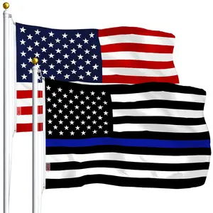G128 Combo Pack: USA  3x5 Ft 75D Printed Stars & Thin Blue Line Flag 3x5 Ft 75D Printed