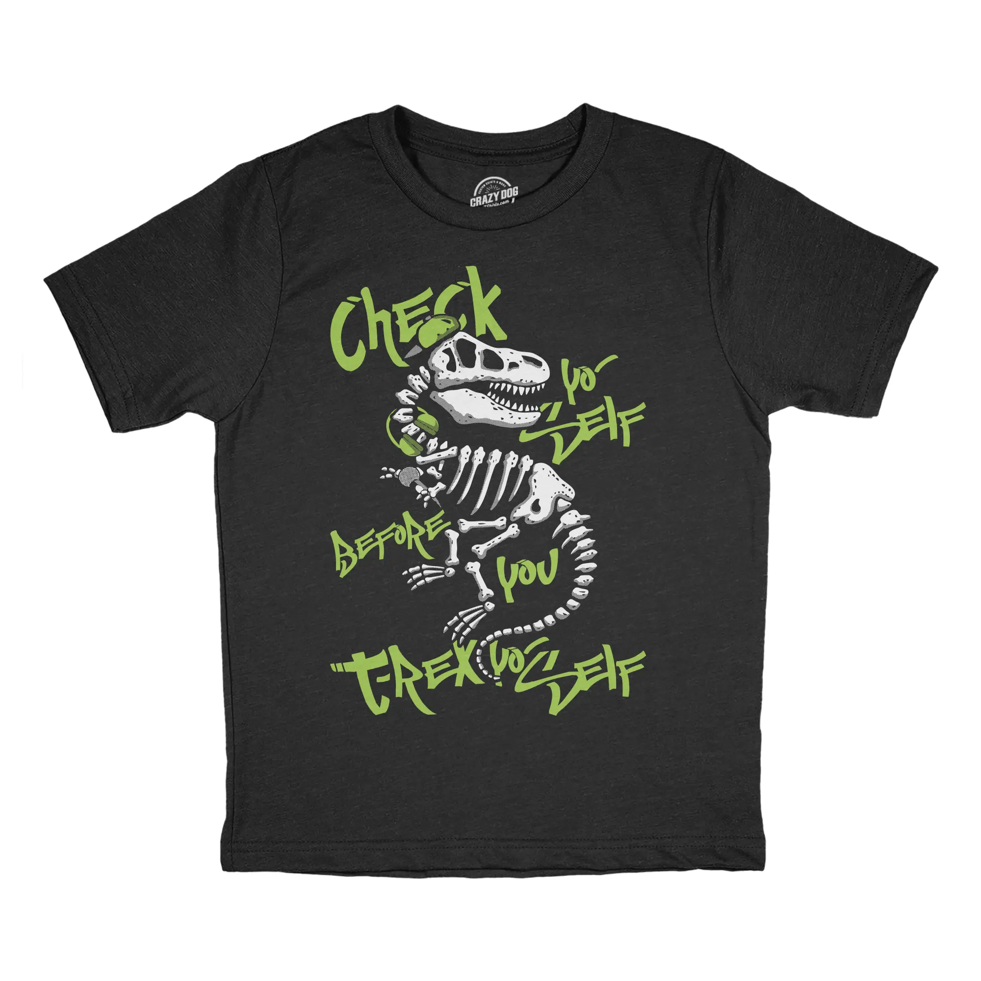 Toddler Funny T Shirts Check Yo Self Before You T Rex Yo Self Sarcastic Dino Graphic Novelty Tee For Young Kids Funny Toddler Shirts Funny Dinosaur Apparel Childrens Graphic Tees Black -