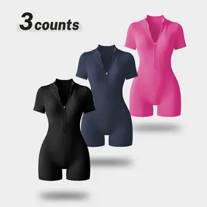 NVWA Mother's Day Gift Women's Workout Tummy Control Jumpsuit - Zippered High-Elastic, Soft Breathable, Stylish Activewear Sporty Athleisure Set with Abdominal Elastic for Yoga Fitness