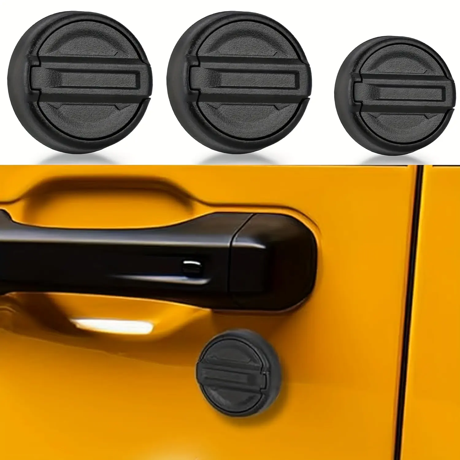 3Pcs ABS Magnetic Keyhole Covers for Jeep Wrangler JL & Gladiator JT 2018-2025, Car Exterior Door Lock Protection Set with Tailgate Cover, Dust & Water Resistance, Easy Installation, Black