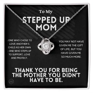 Stepped Up Mom - Christmas Gift for Stepmom,Mother day gift. Bonus Mom Necklace.