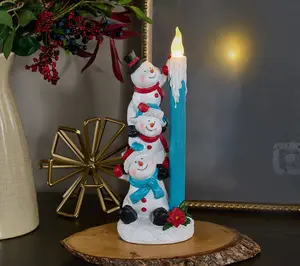 13" Illuminated Candle with Holiday Friends by Valerie