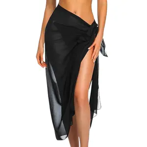 Women Sarong Swimsuit Coverups Chiffon Long Bikini Wraps Sheer Beach Bathing Suit Cover Up