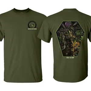 Raven Operative Side Action Tee, Patriotic Military Graphic Tee, Perfect Gift for Veterans and Soldiers, Unisex Cotton Short Sleeve Shirt for Daily Wear, Outdoor Activities & Casual Street Style