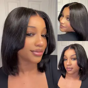 【Upgraded】Nadula Yaki Straight Put On & Go Human Hair Glueless Wig With Drawstring Bob Style 13x4 7x5 Pre-Cut Lace & Natural Scalp Summervibes TikTokShopStockUp