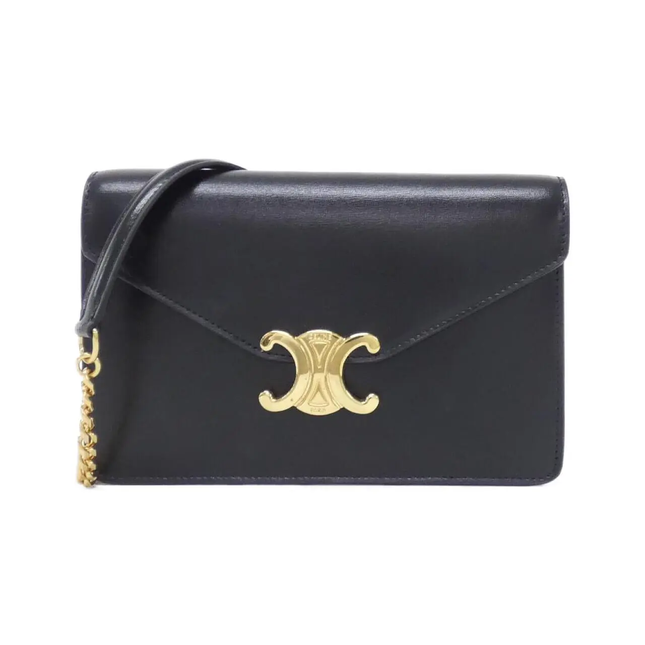 Pre-owned Celine Calfskin Small Leather Goods Chain Wallet Margot Calf Wallet