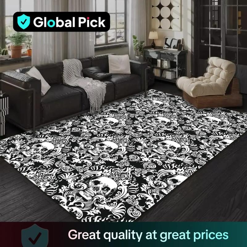 Abstract Skull Pattern Area Unique Rugs, Non-slip Soft Floor Mat ...