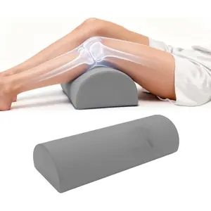 Under Knee Pillow for Sleeping on Back - Half Moon Bolster Pillow for Legs - Memory Foam Knee Pillow for Back Sleeping with Removable Cooling Cover (Dark Grey)
