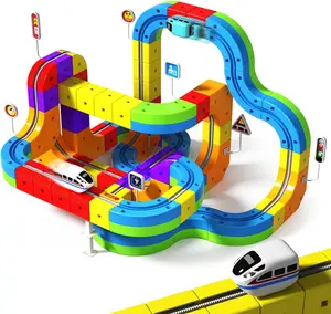 Funny Electric Train Set for Kids 3+ – STEM 3D Race Track with Traffic Signs, Educational Birthday Gift for Boys and Girls