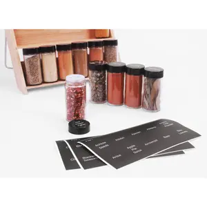 Orii Spice Labels - Black Round - 160 Pre-printed +20 Blank