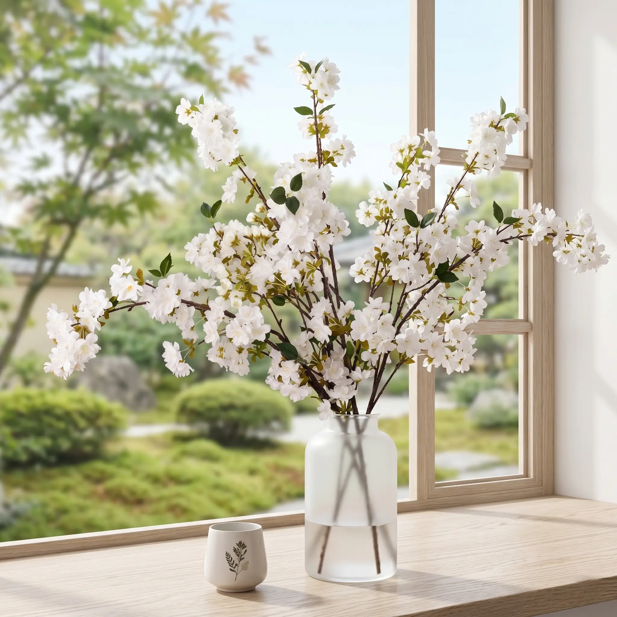 Chessie 3PCS Decorative Artificial Cherry Blossom Branches (37In), Silk Long-Stem Flower Bouquet for Tall Vase, Spring Room Ornaments, Home & Wedding Decor Plants (Fits Decorative Flowers-Plants-Fruit Category)