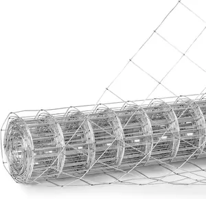 Fencer Wire Welded Wire Fence 12.5 Gauge, Galvanized Welded Fence Wire Roll, Mesh Size 4-Inch x 4-Inch, Hog Wire Fencing Cage, Multiple Use for Home Improvement & Animals Enclosure