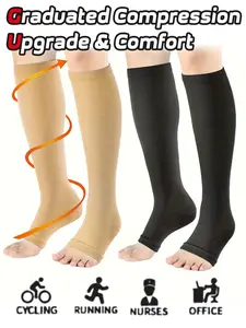 Open Toe Zipper Compression Socks, Knee High Sports Socks for Women & Men, Sports Socks for Cycling, Running, Hiking, Travel