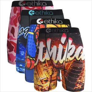 4Pcs/2Pcs ETHIKA Men's Boxer Briefs - Breathable, Sexy & Unbelievably Comfortable, Perfect for Cycling, Swimming & All - Day Wear, Displaying Trendy Camo & Shark Prints, Soft Supple Fabric, Stay - Cool Design, Great for Active Guys Seeking Style & Ease