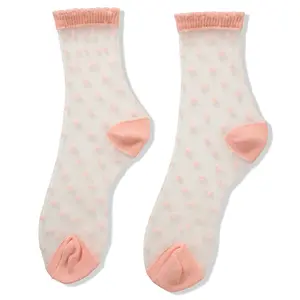 Sheer Polka Dot Mesh Crew Socks