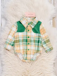 Lucky Plaid Ranch Button-Up Onesie