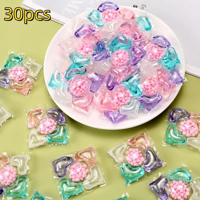 30pcs Long-Lasting Scent Laundry Beads, Concentrated Detergent Pearls, Stain Removal Softening, Home Washing Tool, Household Essentials, Scented Laundry Detergent, Fragrance Detergent Beads