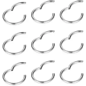MILACOLATO 9 Pcs Stainless Steel 16g Cartilage Hoop Earrings for Men Women Nose Hoop Ring Helix Septum Conch Daith Lip Tragus Piercing Jewelry Daily Durable Hinged Design