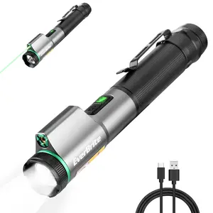 EverBrite Rechargeable EDC Flashlight with White Light and Green Beam, 500 Lumens Zoomable LED Flash Light, Magnetic Work Light with Pocket Clip and USB-C Cable, for Repair Working Camping Emergency fathersdaygift