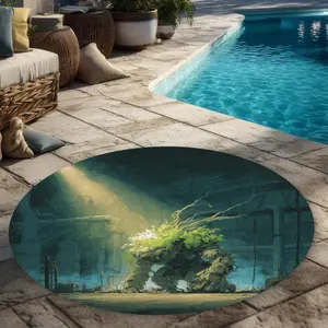 MWW C1COAR556WWKV5 5x5 ft. Yellow Golem Ball-Shaped Outdoor Round Area Rug for Home Decor, Ball-Shaped Area Rugs