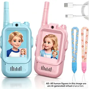 Kids Video Walkie Talkies, 2 Pack Long Range Walkie-Talkie for Kids, Rechargeable Video Call Toys for Indoor, Camping, Hiking, Travel, Christmas Birthday Gift for Boys Girls (Blue/Pink)
