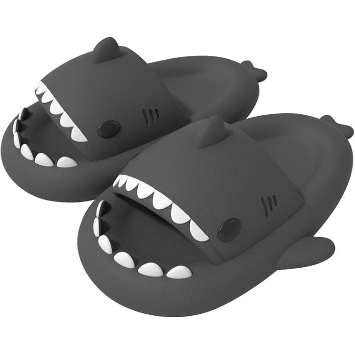 Cute Cartoon Graffiti Slides Slippers Shark Slides for Women Men Soft Slippers open-toe Shark sandal Cushioned Slides Beach Pool Shower Cruise Slippers with Comfy Thick Sole