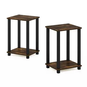 SIMPLISTIC Side Tables Set of 2 in Amber Pine featuring 2-tier storage, open shelf, easy assembly, ideal for bedrooms, living rooms, and small spaces