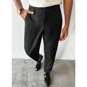 Men's Black Tapered Dress Pants | Y2K Streetwear Formal Casual Bottoms