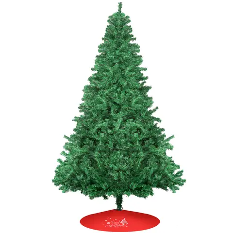 PVC Artificial Christmas Tree (7ft-8ft) with 1000-1300 Branch Tips, Metal Hinges, Collapsible Base, Base Brackets, Tree Skirt, Easy Assembly & Storage Box – Christmas Decorations Indoor for Home, Holiday, Birthday, Anniversary Use