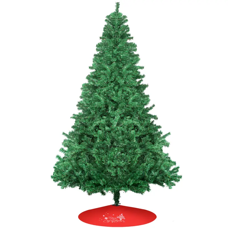 PVC Artificial Christmas Tree (7ft-8ft) with 1000-1300 Branch Tips, Metal Hinges, Collapsible Base, Base Brackets, Tree Skirt, Easy Assembly & Storage Box – Christmas Decorations Indoor for Home, Holiday, Birthday, Anniversary Use