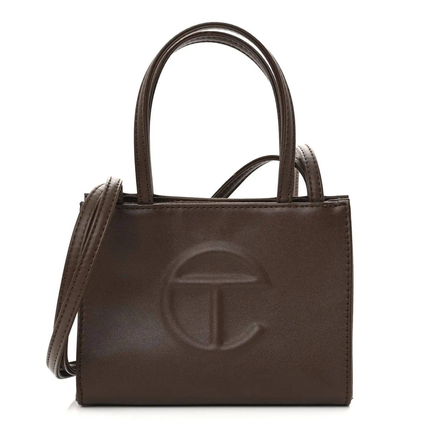 Pre-owned Telfar Leather Shoulder Bags Vegan Small Shopping Bag Chocolate