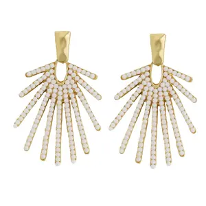 Beaded Sunburst Statement Earrings